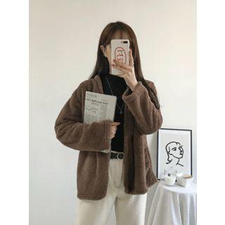 V-neck Faux-shearling Cardigan