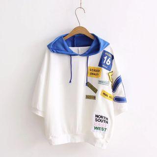 3/4-sleeve Applique Hoodie
