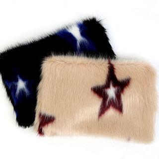 Star Print Faux-fur Clutch