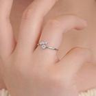 Sterling Silver Rhinestone Open Ring 1 Pc - Silver - One Size