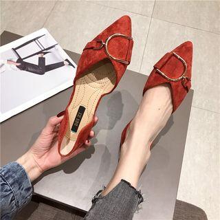 Buckled Faux Suede Pointed Flats