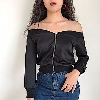 Off-shoulder Bomber Jacket