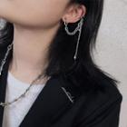 Alloy Chained Earring 1 Pc - Silver - One Size