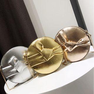 Metallic Knot Round Crossbody Bag