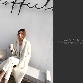 Notched-lapel Faux-fur Coat Ivory - One Size