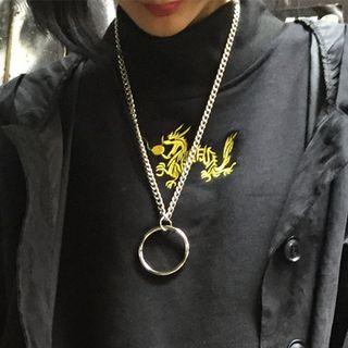 Stainless Steel Hoop Pendant Necklace Silver - One Size