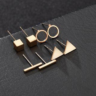 4 Pair Set: Geometric Alloy Earring