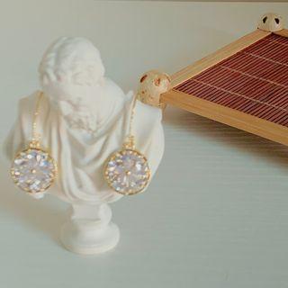 Rhinestone Dangle Earring 1 Pair - White & Gold - One Size