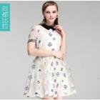 Dotted Short-sleeve Collared Dress