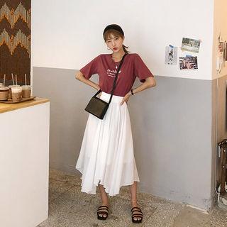 Asymmetric-hem Flared Midi Skirt