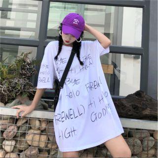 Elbow Sleeve Letter Print T-shirt