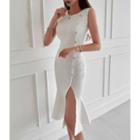 Sleeveless Faux-pearl Ruffle-hem Knit Dress