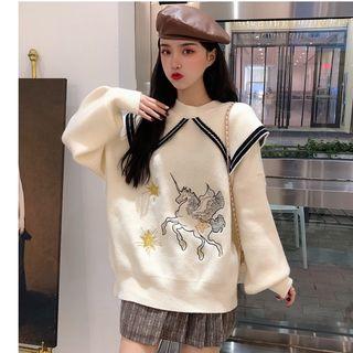 Collar Embroidered Sweatshirt