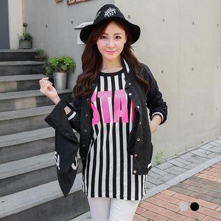 Striped Lettering Long Top