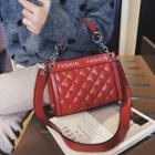 Quilted Lettering Faux Leather Crossbody Bag