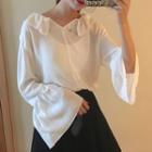 Frilled Bell-sleeve Chiffon Blouse