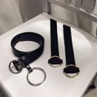 Round Buckle Faux Leather Belt 1093 - Black - One Size