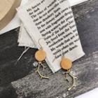 Deer Horn Drop Earring Brown Disc & Deer Horn - Gold - One Size