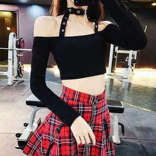 Buckled Halter Crop T-shirt