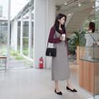 Spaghetti-strap Plaid Long Surplice-wrap Dress