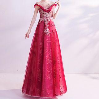 Cap-sleeve A-line Wedding Gown