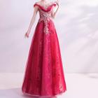 Cap-sleeve A-line Wedding Gown