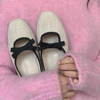Ribbon Tweed Ballet Flats