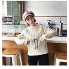 Striped Bow Accent Cable Knit Sweater