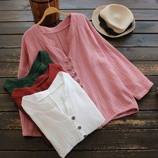 Long-sleeve Loose-fit Plain Shirt