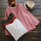 Long-sleeve Loose-fit Plain Shirt