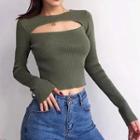 Cut-out Cropped Knit Top