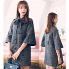 Tie-neck 3/4-sleeve Single-breasted Coat