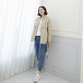 Dip-back Zip-up Safari Jacket