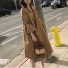 3/4-sleeve Double-breasted Long Trench Coat