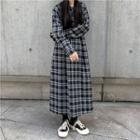 Plaid Long-sleeve Loose-fit Dress As Figure - One Size