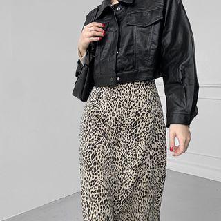 Cropped Faux-leather Jacket One Size