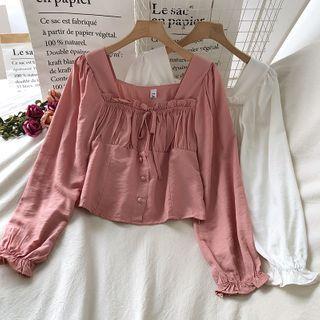 Puff-sleeve Ribbon Blouse