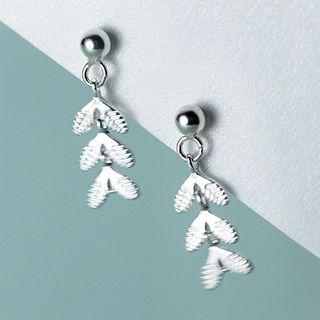 925 Sterling Silver Leaf Drop Earring 1 Pair - S925silver - One Size