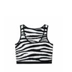 Zebra Print Cropped Knit Tank Top