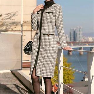 Zip-front Tweed Coatdress