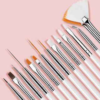 Set Of 15: Nail Art Brush Set Of 15 - White - Multicolor - One Size