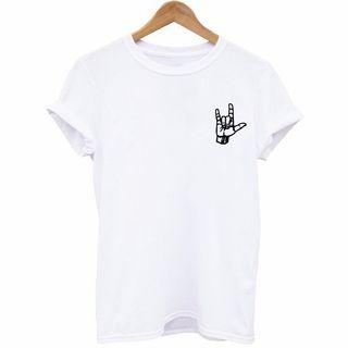 Short-sleeve Hand Gesture Print T-shirt