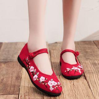 Floral Embroidered Mary Jane Flats