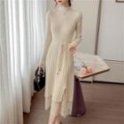 Lace Hem Midi A-line Knit Dress