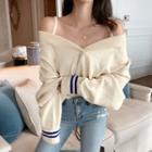 Off-shoulder Knit Top Almond - One Size