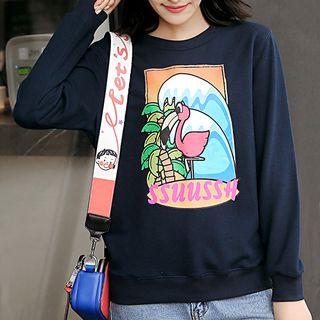 Flamingo Print Pullover