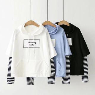 Mock Two Piece Hood Long-sleeve T-shirt