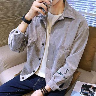 Long-sleeve Lettering Corduroy Shirt