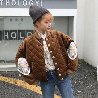 Quilted Buttoned Baseball Jacket