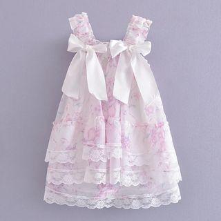 Sleeveless Floral Lace Trim A-line Dress